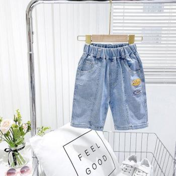 Short d'été en denim pour garçons, longueur genoux, coton, taille élastique, 2022