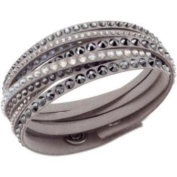 Elegant Gray Fabric Wrap Bracelet with Crystal Accents – Women's Edition