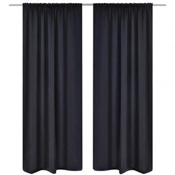 Black Slot-Headed Blackout Curtains 135 x 245 cm