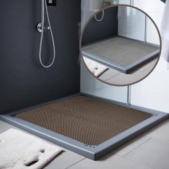 Reversible Dual‑Tone Bath Mat (Grey/Brown) – PVC, 53 × 53 cm, Anti‑Skid