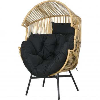 Outsunny Steel Frame Egg Chair with Thick Seat Cushion