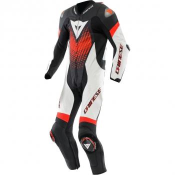 Tute Laguna Seca 6 Perf 1PC Dainese – Nero/Bianco/Rosso Fluo, Taglia 46