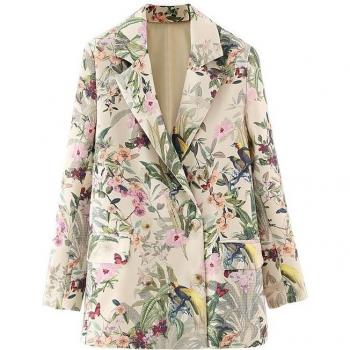 Top Largo Estampado Floral con Corte Blazer