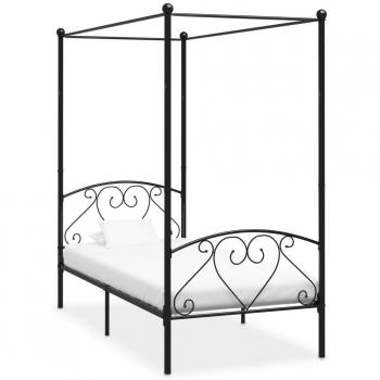 Black Metal Canopy Bed Frame 120x200 cm