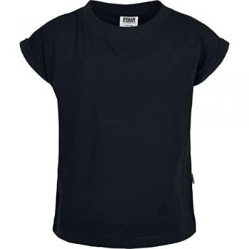 T-Shirt URBAN CLASSICS Urban Classics Damen Girls Organic Extended Shoulder Tee, Mädchen, Gr. 134/140, schwarz, 100% Baumwolle, unifarben, casual, loose fit, Rundhals, Kurzarm, Shirts
