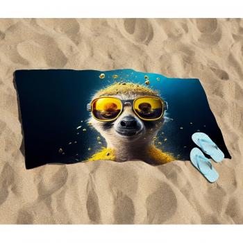 Meerkat Beach Towel with Golden Glasses