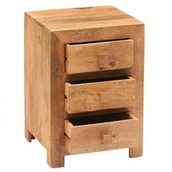 Solid Mango Wood 3-Drawer Nightstand