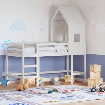 VidaXL Loft Bed with Ladder and Roof White 90x200 cm