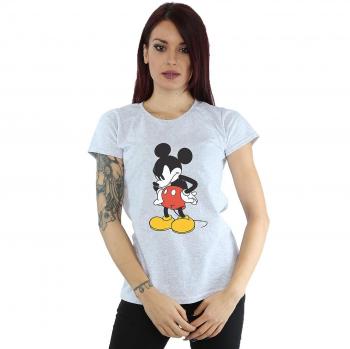 T-Shirt Gris con Mickey Mouse Enfadado para Dama