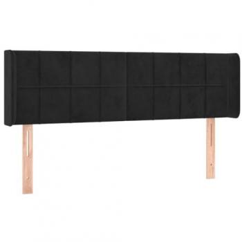 Testiera ad Orecchio in Velluto Nero 147x16x78/88 cm