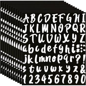 Vinyl Alphabet and Number Stickers (720 Pieces, 10 Sheets, 1 Inch)