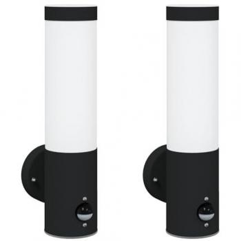Dual-Unit Black Stainless Steel Outdoor Wall Lamps, Motion Activated – IP44