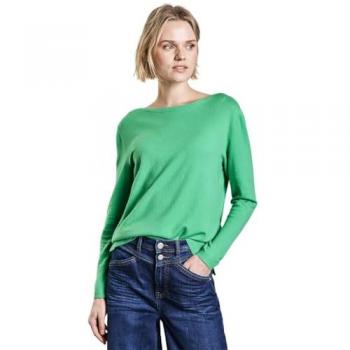 Casual Regular Fit Damenpullover StreetOne, tendril grün, Rippbündchen