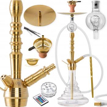 DILAW ONYX Shisha 75 cm Edelstahl GOLD Hookah Medium LED