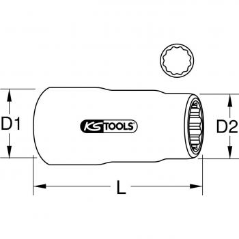 Llave de vaso de 3/8 con aislamiento protector larga 15 mm KSTOOLS