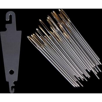 30pcs Embroidery Needles with Gold Eye and Threaders for Hand Sewing