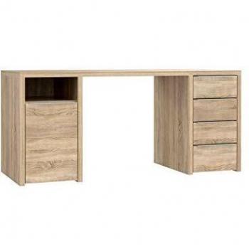 Bureau en bois-métal-plastique Calpe, Chêne Sonoma, 160 x 72,2 x 60 cm