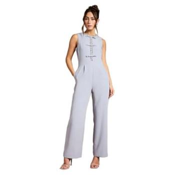 Grey Coast Bow‑Crepe Jumpsuit for Women – Size 12