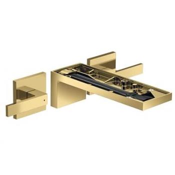 Ensemble robinet lavabo Axor MyEdition 3 trous chromé poli avec accents dorés