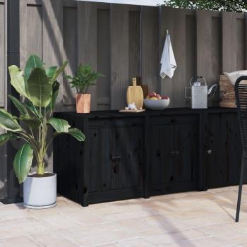 Mobile da Giardino Nero 106x55x64 cm in Legno Massello di Pino