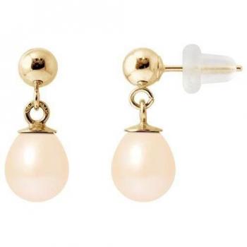 Orecchini PERLINEA Comète Perles de Culture 6-7 mm Oro Giallo 9 Ct Silicone Piume