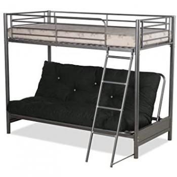 Black Metal Futon Bunk Bed with Mattress