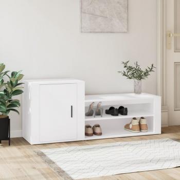 Mueble zapatero, Armario para zapatos madera contrachapada blanco 130x35x54 cm