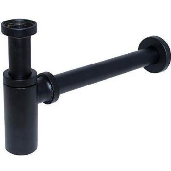 Mat Zwarte Design Sifon Rond 5/4 x 32mm met Muurbuis + Rozet
