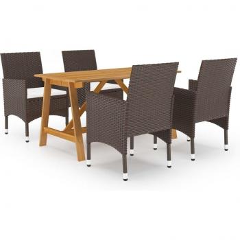 Set complet salle à manger extérieure 5 éléments – couleur brun naturel