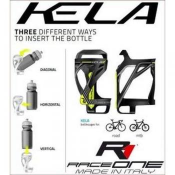 Raceone Porta borracce per bicicletta Unisex adulto Nero/Giallo Fluo Unica