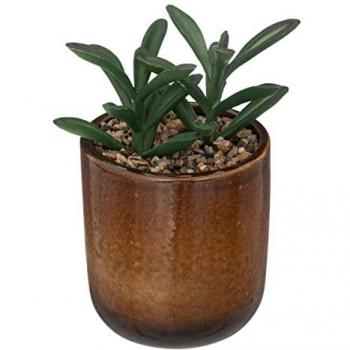 Plante Artificielle Pot Céramique Jaune Moutarde H16cm Atmosphera Créateur D'Intérieur
