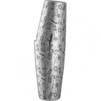 Polished Stainless Steel Tiki Cocktail Shaker, Tin Construction, Urban Bar (Model UB3534-UB3535)