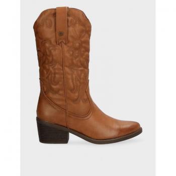 Botas altas Mustang estilo cowboy marrón con bordado