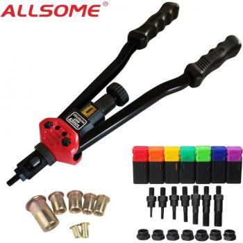 Remachador Manual ALLSOME BT-607, 7 Mandriles y 70 Piezas Incluidas