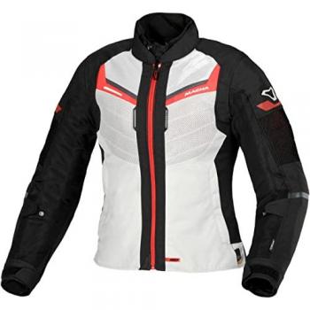 Veste textile imperméable Macna Tondo pour dames moto Noir Gris Rouge XS
