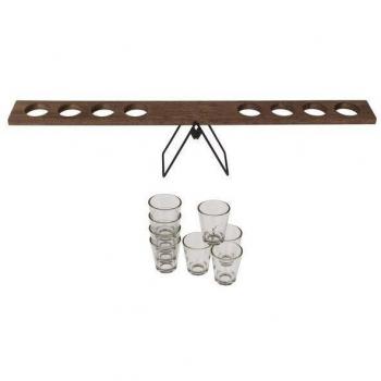 Set da bere a dondolo in legno con 8 bicchieri
