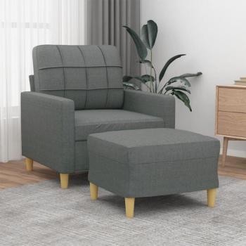 Sillón de Diseño con Taburete Gris 60 cm