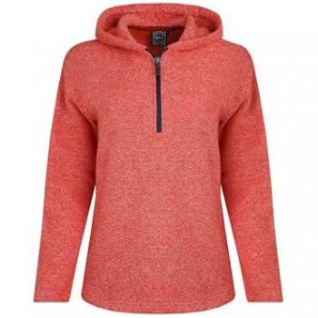Weird Fish Women's Alisa 1/4 Zip Snow Marl Fleece Hoodie – Dark Red, Size 16