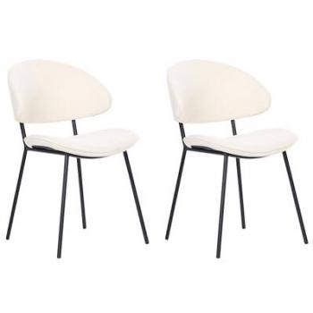 Sillas de comedor Kiana tapizadas en tela crema sin reposabrazos