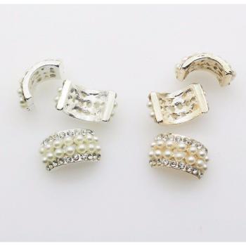 10pcs 21mm*12mm Ivory Faux Pearl Buttons with Rhinestones for Invitations