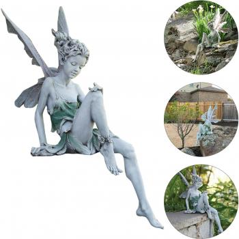 Estatua Decorativa de Hada Sentada para Paisajismo