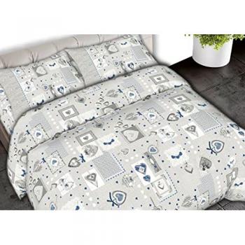 Completo Lenzuola Letto 100% Cotone Made in Italy Disegni Invernali Natalizi C.N – Piazza e Mezza – Shabby Grigio