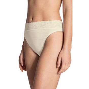 Calida Baumwoll Jazzpant mit Lycraspitze für Damen, Champagner, Größe 36-38
