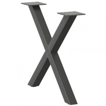 Pied de table basse en métal, forme X – 2 pcs – Anthracite – 60×(42‑43) cm – Réf. 4012902