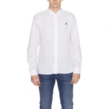 Camicia da Uomo U.S. Polo Assn. in Lino Bianco
