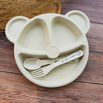 Cartoon Bear Baby Tableware Set: Bowl, Spoon, Fork