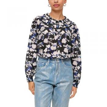 QS Bluse – Long Sleeve, Muster + Raffung