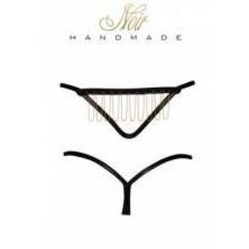Schwarzer Noir Stringtanga „Scandalous“, handgefertigt – Größe S (1x)