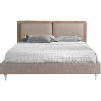 Letto Matrimoniale in Similpelle Visone e Tessuto Grigio