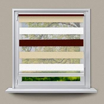 Doppelrollo 60x150 cm, Klemmfix, Farben Weiß, Beige, Braun